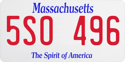 MA license plate 5SO496