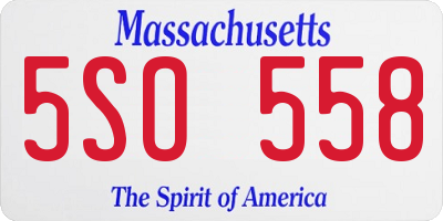 MA license plate 5SO558