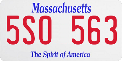 MA license plate 5SO563
