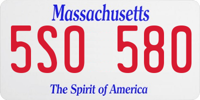 MA license plate 5SO580