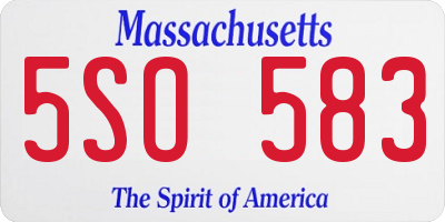 MA license plate 5SO583