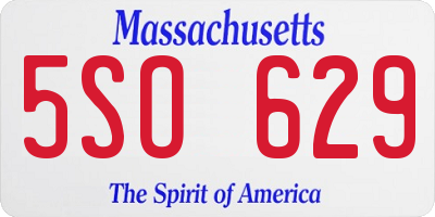 MA license plate 5SO629