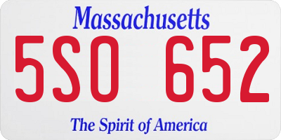 MA license plate 5SO652