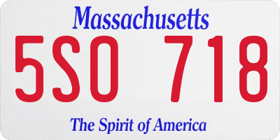 MA license plate 5SO718