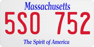 MA license plate 5SO752