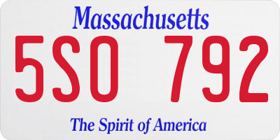 MA license plate 5SO792