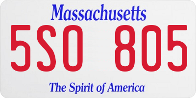 MA license plate 5SO805