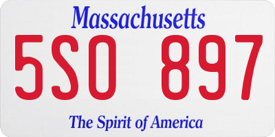 MA license plate 5SO897
