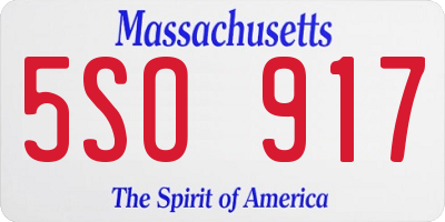 MA license plate 5SO917