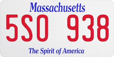 MA license plate 5SO938