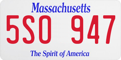 MA license plate 5SO947