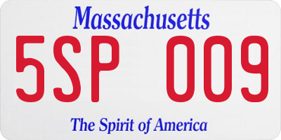 MA license plate 5SP009