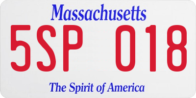 MA license plate 5SP018