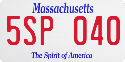 MA license plate 5SP040