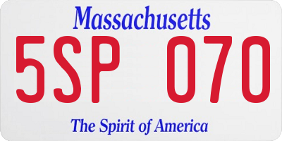 MA license plate 5SP070