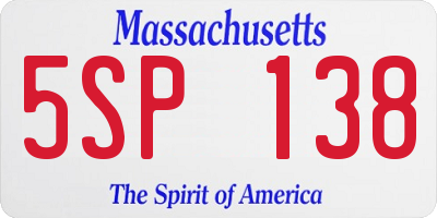 MA license plate 5SP138