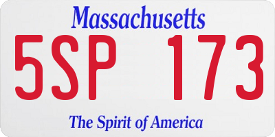 MA license plate 5SP173