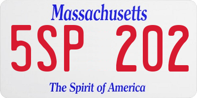 MA license plate 5SP202