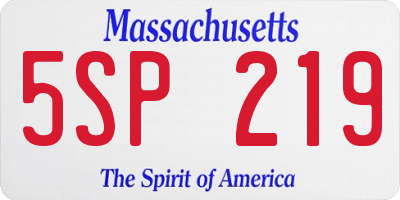 MA license plate 5SP219