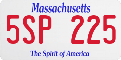MA license plate 5SP225