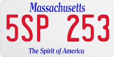 MA license plate 5SP253