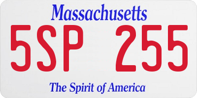 MA license plate 5SP255