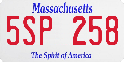 MA license plate 5SP258