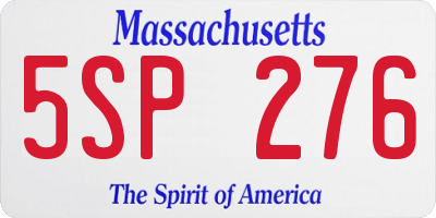 MA license plate 5SP276