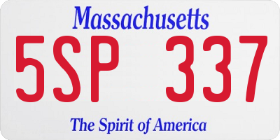 MA license plate 5SP337