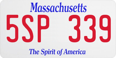MA license plate 5SP339