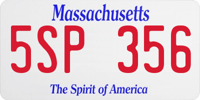 MA license plate 5SP356