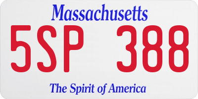 MA license plate 5SP388