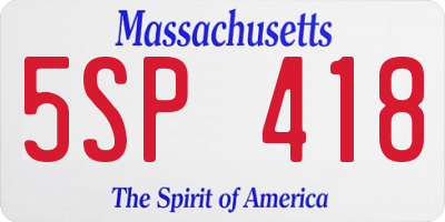 MA license plate 5SP418