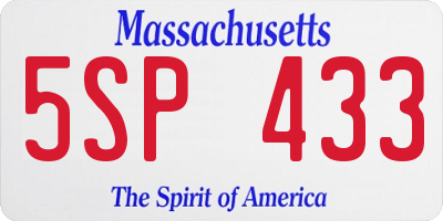 MA license plate 5SP433