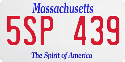 MA license plate 5SP439