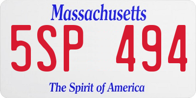 MA license plate 5SP494