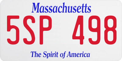 MA license plate 5SP498