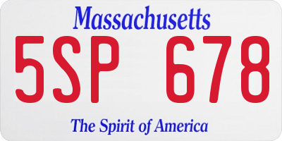 MA license plate 5SP678