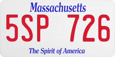 MA license plate 5SP726