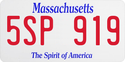 MA license plate 5SP919