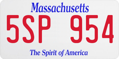 MA license plate 5SP954
