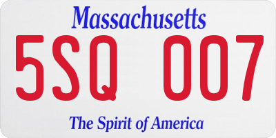 MA license plate 5SQ007