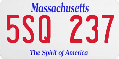 MA license plate 5SQ237