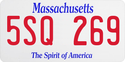 MA license plate 5SQ269