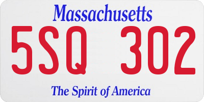 MA license plate 5SQ302