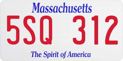 MA license plate 5SQ312