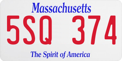MA license plate 5SQ374