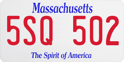 MA license plate 5SQ502