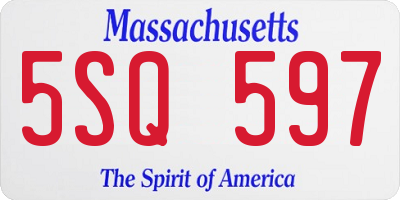 MA license plate 5SQ597