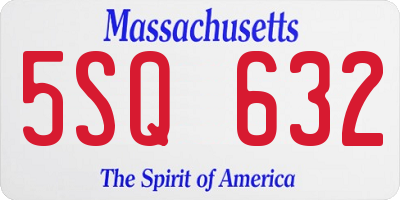 MA license plate 5SQ632
